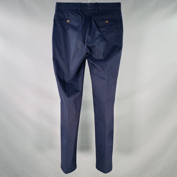 RALPH LAUREN Size 28 Navy Cotton Blend Slim Straight Zip Fly Dress Pants - Picture 2 of 6